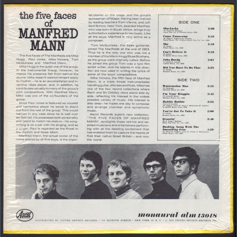 The Five Faces Of Manfred Mann - Original 1964 US Ascot label 12-track Mono LP