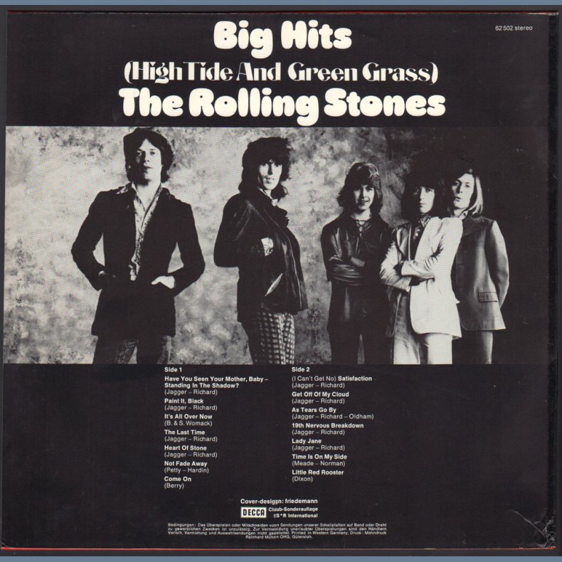 Big Hits (High Tide And Green Grass) - 1973 German Decca/S*R label 14-track 'Club Sonderauflage' LP