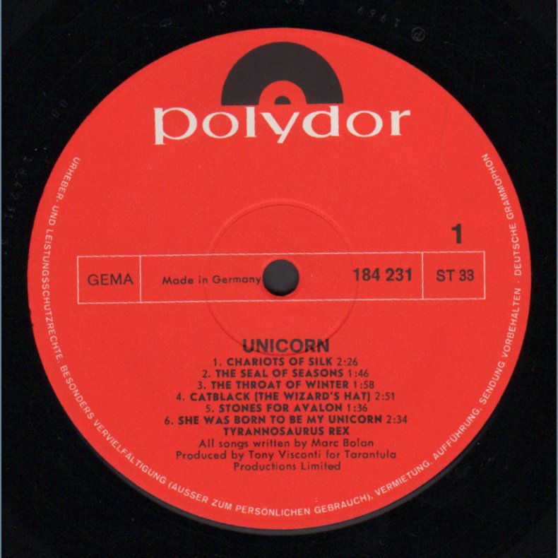Unicorn - Original 1969 German Polydor label 12-track Stereo LP