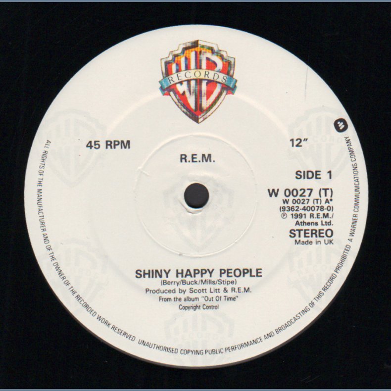 Shiny Happy People - 1991 UK Warner Bros label 3-track 12" Single