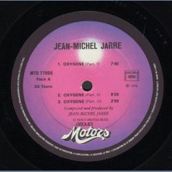 Oxygene - 1979 French Disques Motors label 6-track LP - MTO 77000 Issue