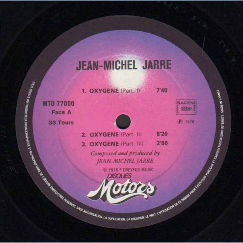 Oxygene - 1979 French Disques Motors label 6-track LP - MTO 77000 Issue