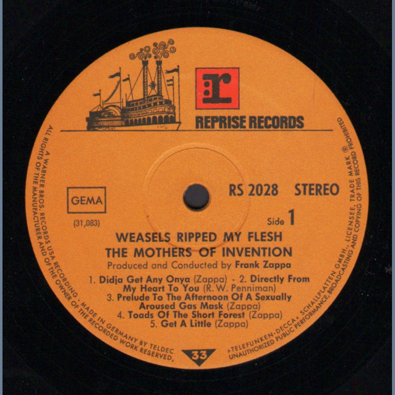 Weasels Ripped My Flesh - Original 1970 German Reprise label 6-track Stereo LP - Alternate Artwork