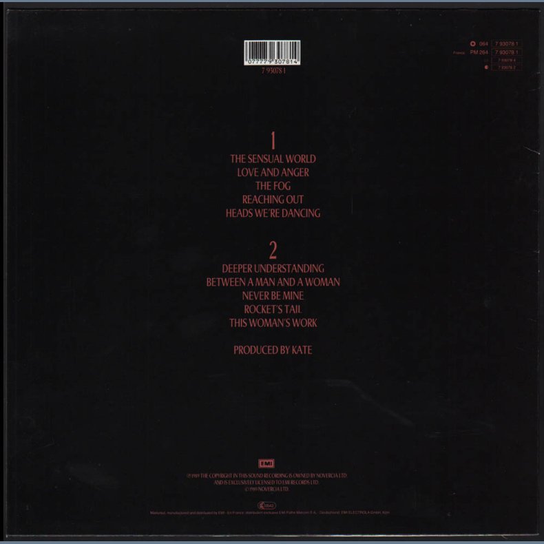 The Sensual World - Original 1989 European EMI label label 10-track LP  