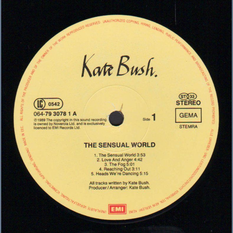 The Sensual World - Original 1989 European EMI label label 10-track LP  