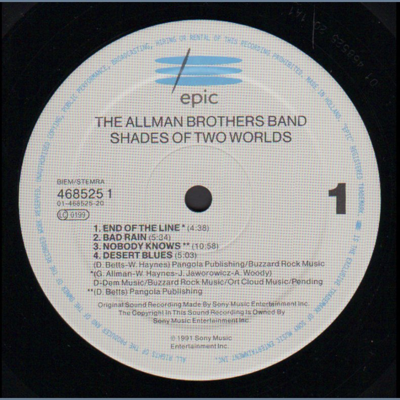 Shades Of Two Worlds - 1991 Dutch pressed Epic label 12-track LP