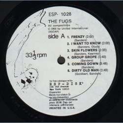 The Fugs - 1966-7 US ESP label 3rd Issue 10-track LP - Black And White Cover, Aligned Back Photos 