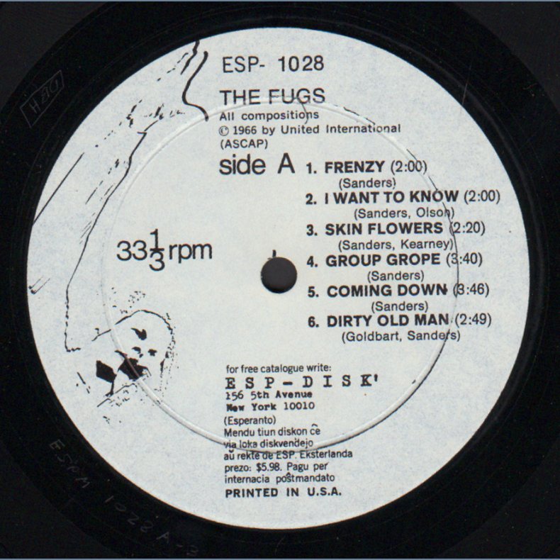 The Fugs - 1966-7 US ESP label 3rd Issue 10-track LP - Black And White Cover, Aligned Back Photos 