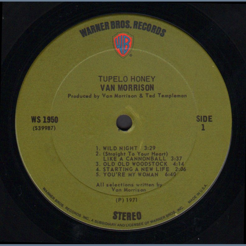 Tupelo Honey - Original 1971 US Warner Bros label 9-track LP - Incl. Poster