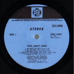 Paul Brett Sage - Original 1970 UK Dawn label 13-track LP