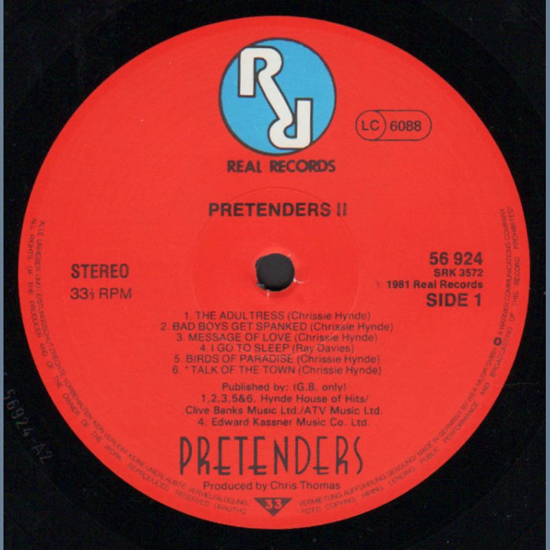 Pretenders II - 1981 German Real Records &amp; Sire label 12-track LP