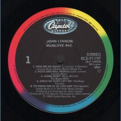 Menlove Ave. - 1986 Japanese Capitol label 10-track LP