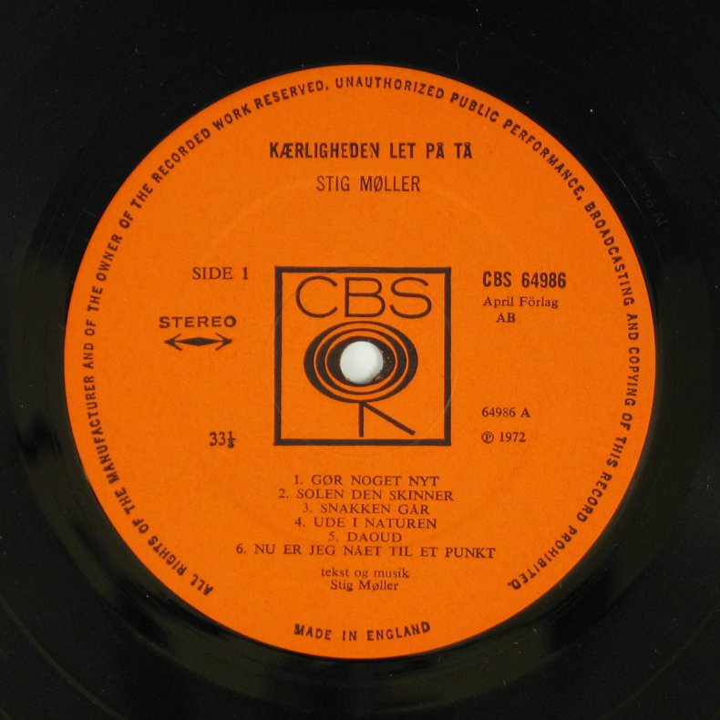 Krligheden let p t - Original 1972 UK pressed CBS label 12-track LP