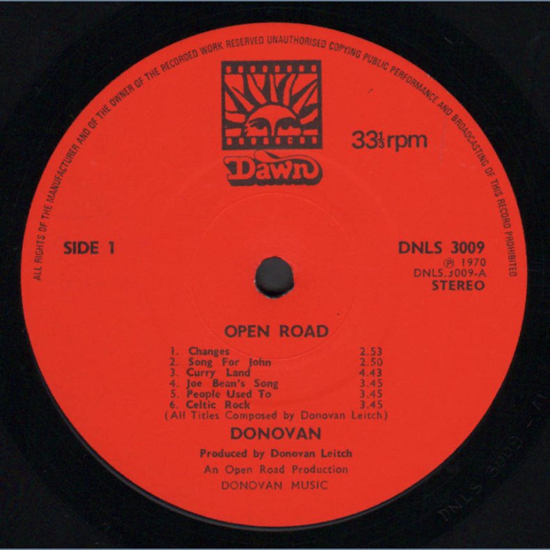 Open Road - Original 1970 UK Dawn label 12-track LP - Orange labels