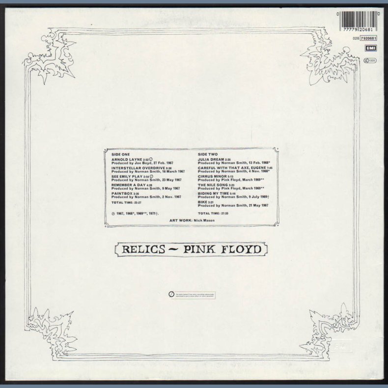 Relics - Mid 1980ies German pressed Harvest label 11-track Vinyl LP