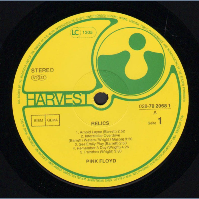 Relics - Mid 1980ies German pressed Harvest label 11-track Vinyl LP
