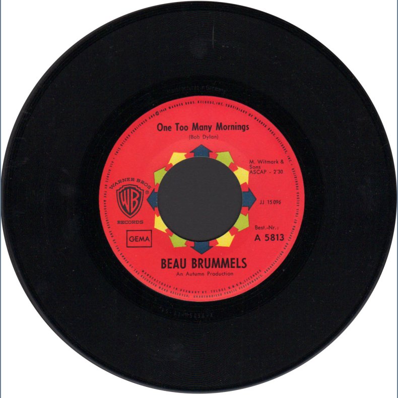One Too Many Mornings b/w She Reigns - 1966 Germany Warner Bros label 2-track 7" Single