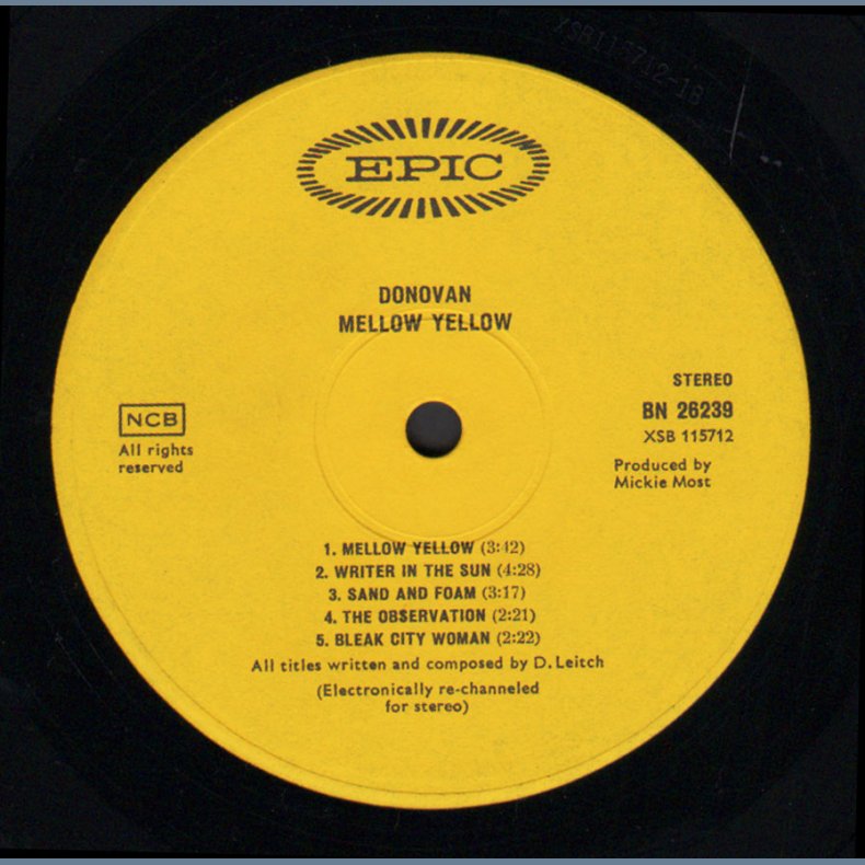 Mellow Yellow - Original 1967 Swedish Epic label 12-track Stereo LP