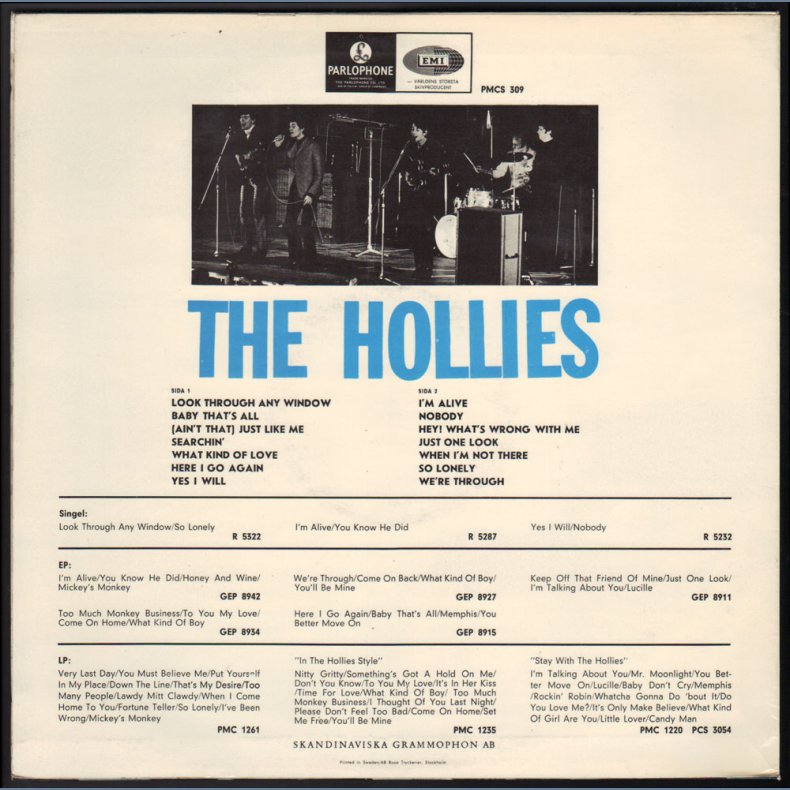 The Hollies - 1965 Swedish Parlophone label 14-track LP