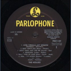 The Hollies - 1965 Swedish Parlophone label 14-track LP