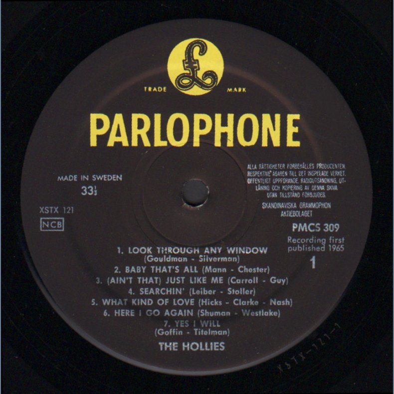 The Hollies - 1965 Swedish Parlophone label 14-track LP