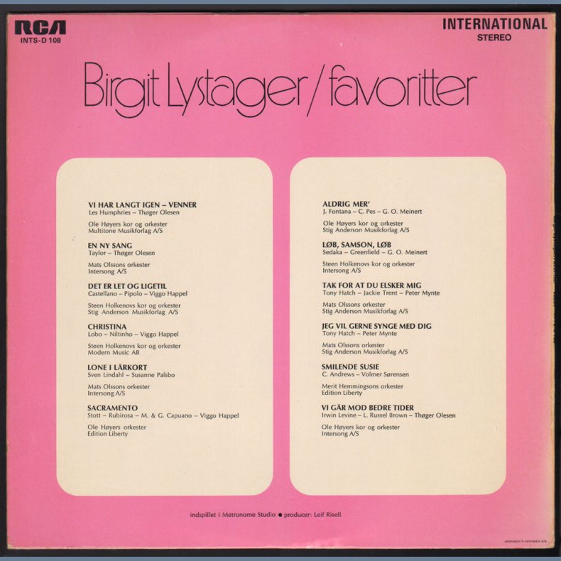 Favoritter - Original 1972 Danish RCA Camden label 12-track LP