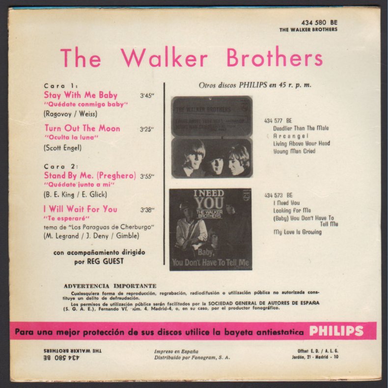 Stay With Me Baby - Original 1967 Spanish Philips label 4-track 7" EP