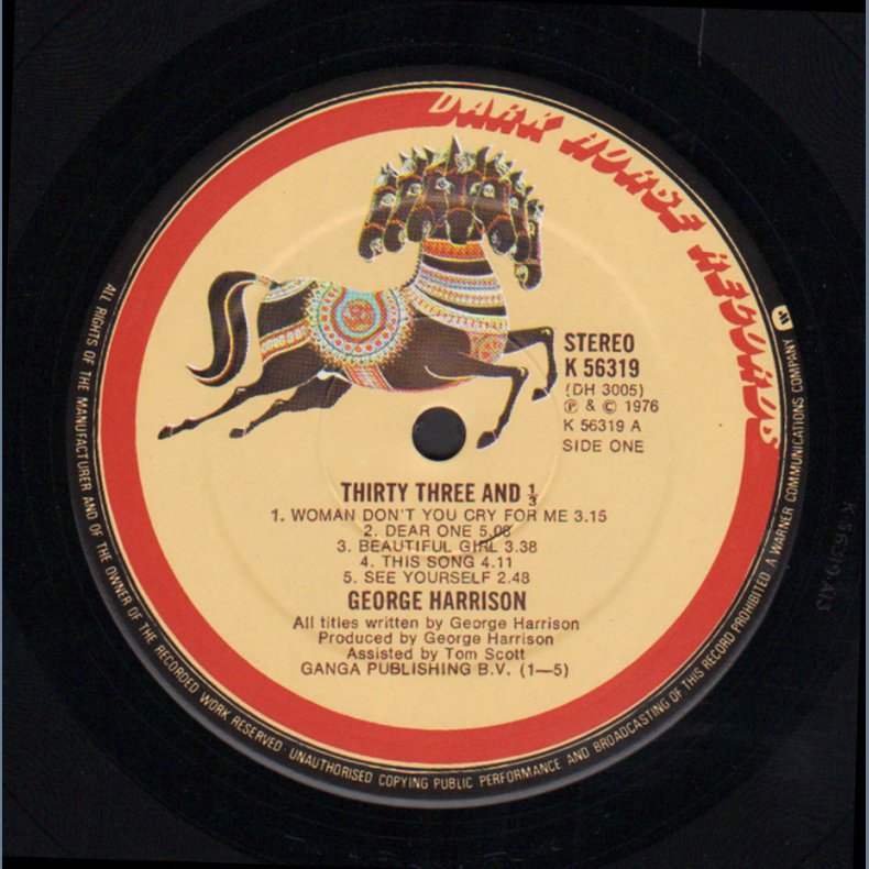 Thirty Three &amp; 1/3 - Original 1976 UK Dark Horse label 10-track LP