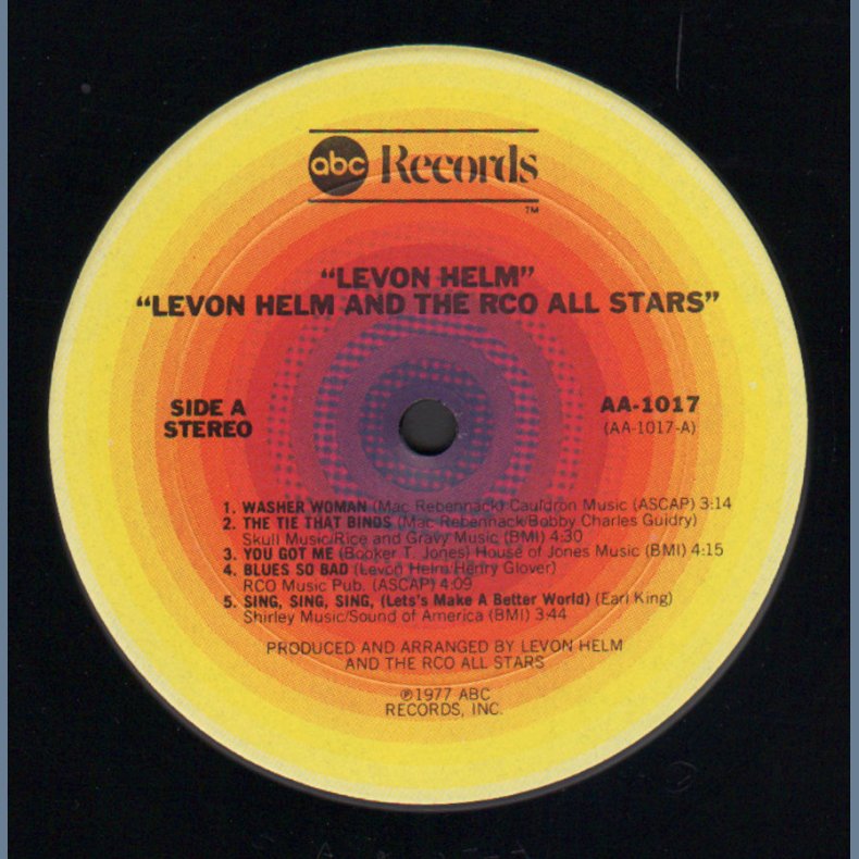 Levon Helm &amp; the RCO All-Stars - Original 1977 US ABC label 10-track LP