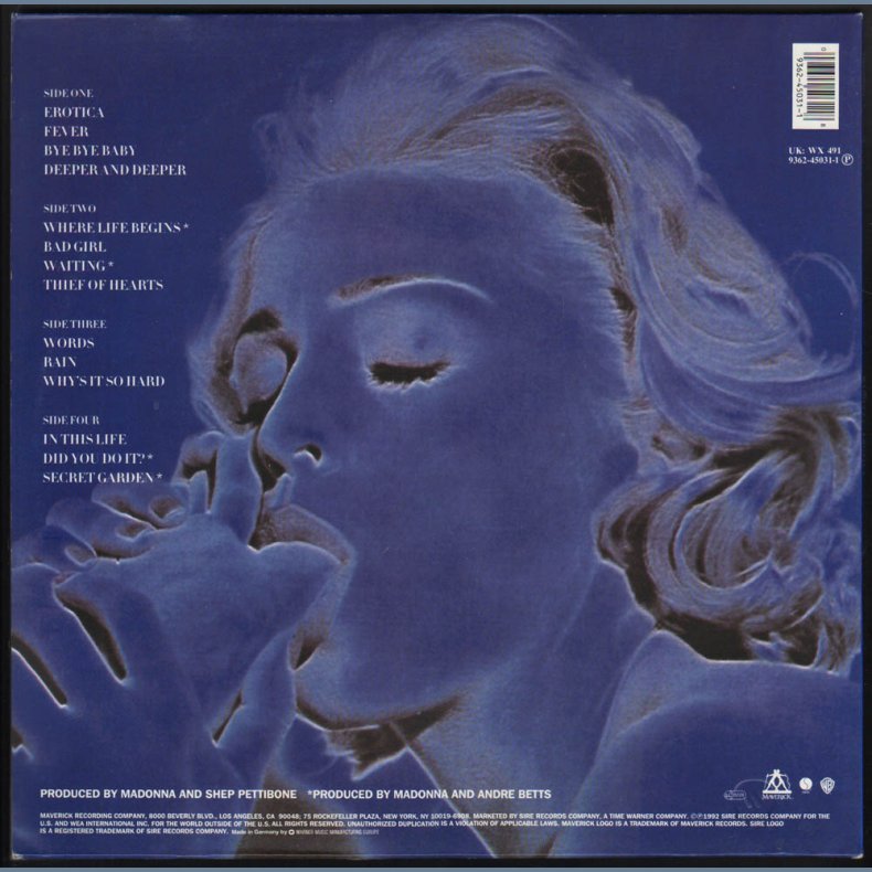 Erotica - Original 1992 German pressed Maverick label 14-track 2LP set