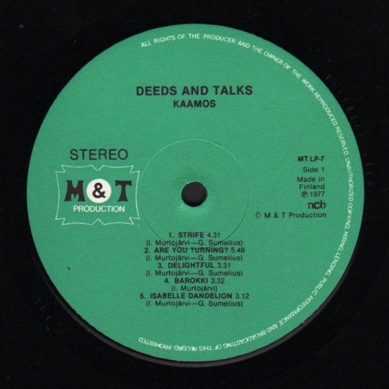 Deeds And Talks - Original 1977 Finnish M&T label 8-track LP