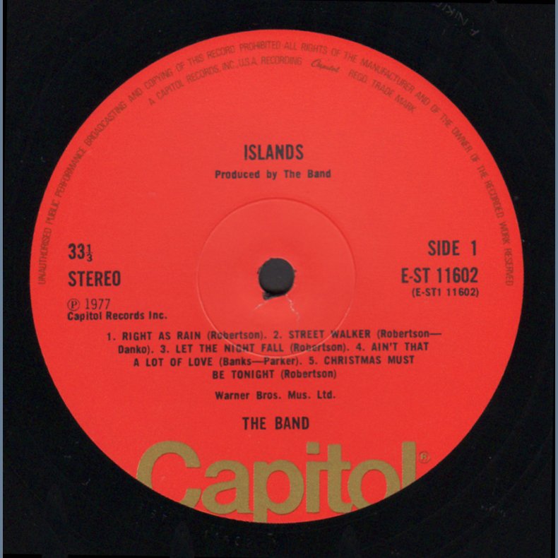 Islands - Original 1977 UK Capitol label 10-track LP - Orange Labels