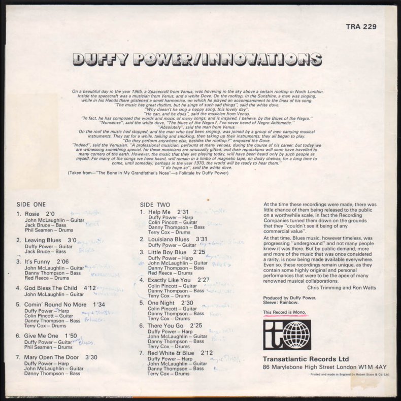 Innovations - Original 1971 UK Transatlantic label 14-track Mono LP