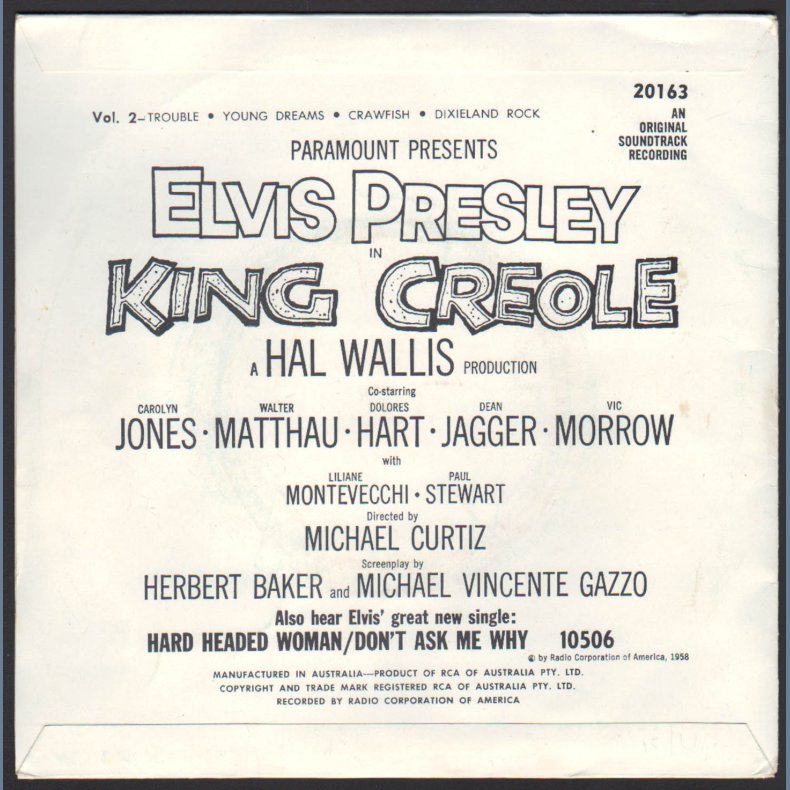 King Creole - Vol. 2 - late 1950ies Australian RCA label 4-track 7" EP