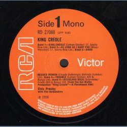 King Creole - 1969 UK 'Small' Orange RCA Victor label re-pressing 12-track mono LP