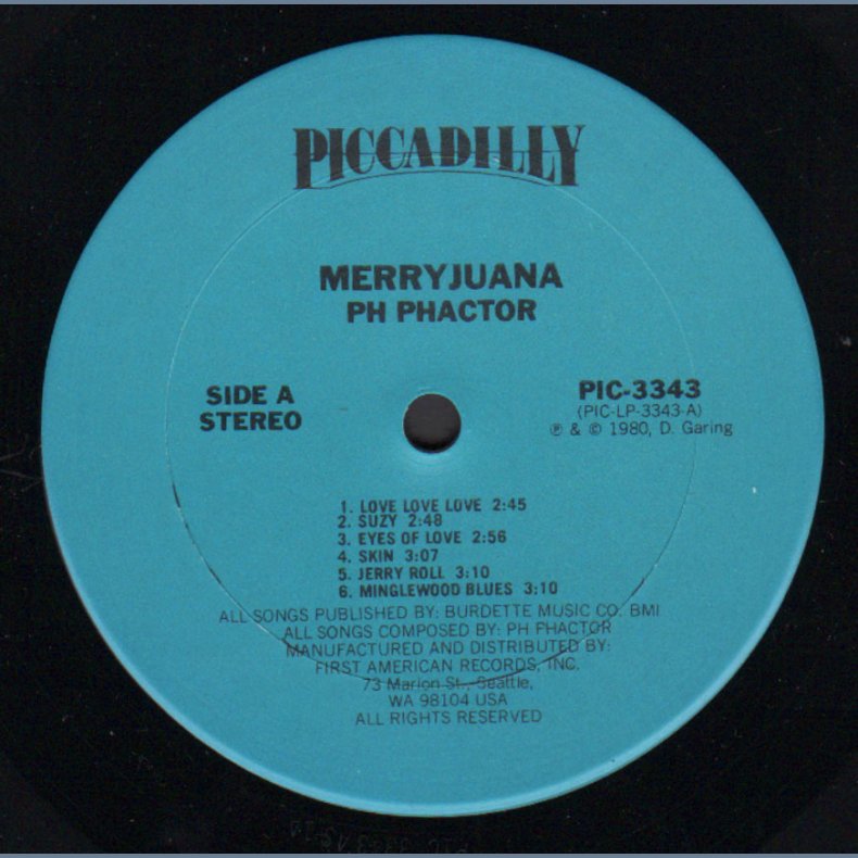 Merryjuana - Original 1980 US Picc-A-Dilly label 11-track LP  