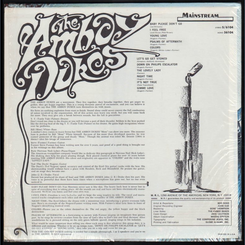 The Amboy Dukes - Original 1968 US Mainstream label 11-track Stereo LP