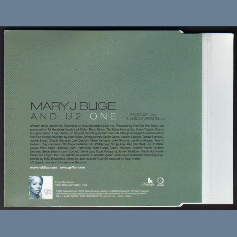 One - 2006 UK Geffen label 2-track promotional Issue CD