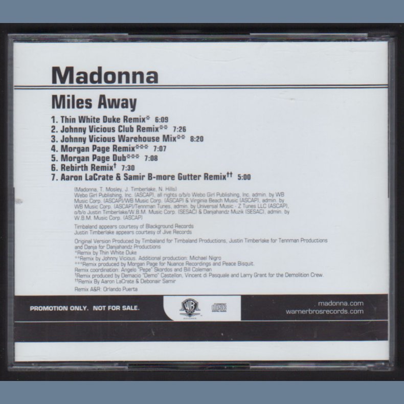 Miles Away - 2008 US Warner Bros label 7-track Promotional Issue Remix CD
