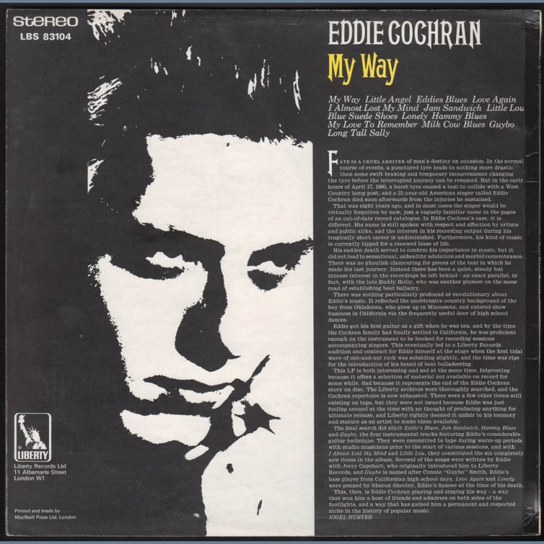 My Way - 1968 UK Liberty label 14-track Reissue Stereo LP