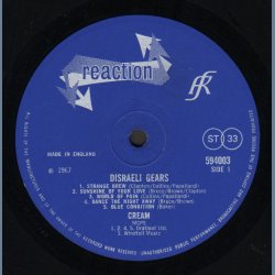 Disraeli Gears - Original 1967 UK Reaction label 1st pressing Stereo LP - A/B1 Matrix Endings