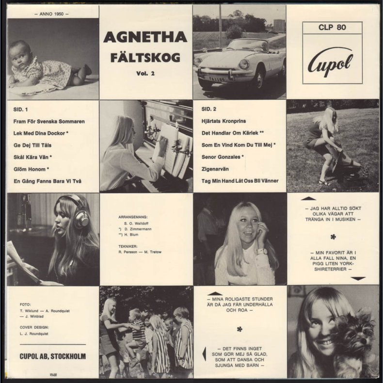 Agnetha F&auml;ltskog Vol. 2 - Original 1969 Swedish Cupol label 12-track LP - Blue Labels