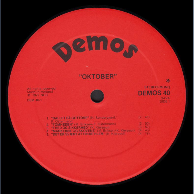 Oktober - Original 1977 Danish Demos label 10-track LP - Incl. Booklet