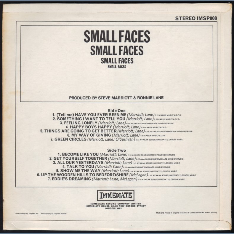 Small Faces - 1967 UK Immediate label 1st Pressing 14-track Stereo LP 