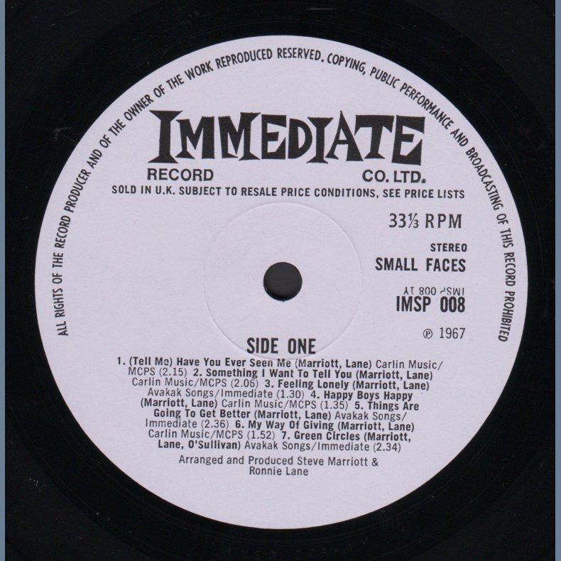 Small Faces - 1967 UK Immediate label 1st Pressing 14-track Stereo LP 