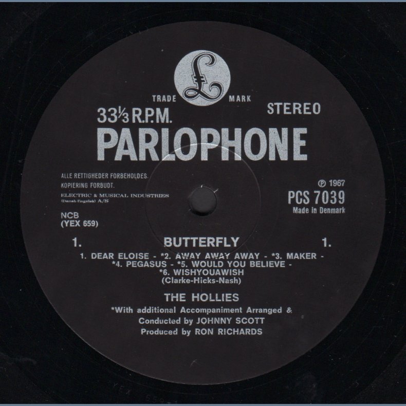 Butterfly - Original 1967 Danish Parlophone label 12-track Stereo LP
