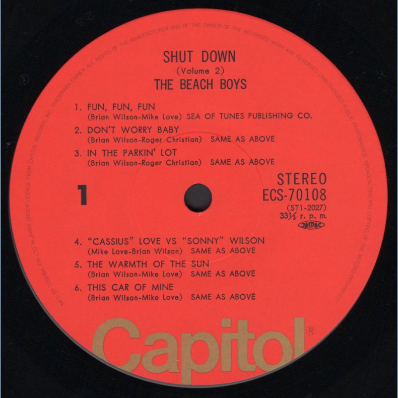 Shut Down Volume 2 - 1977 Japanese Capitol/Toshiba label 12-track Stereo LP