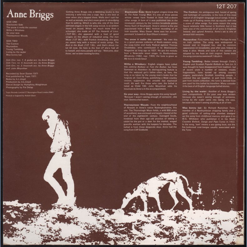 Anne Briggs - Original 1971 UK Topic label 13-track Vinyl LP