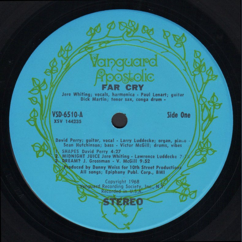 Far Cry - Original 1968 US Vanguard Apostolic Series 7-track Stereo LP