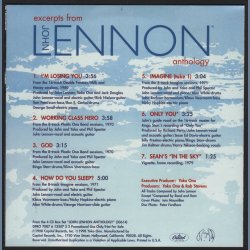 Excerps from John Lennon Anthology - Original 1998 US Capitol label 7-track Promotional Issue CD